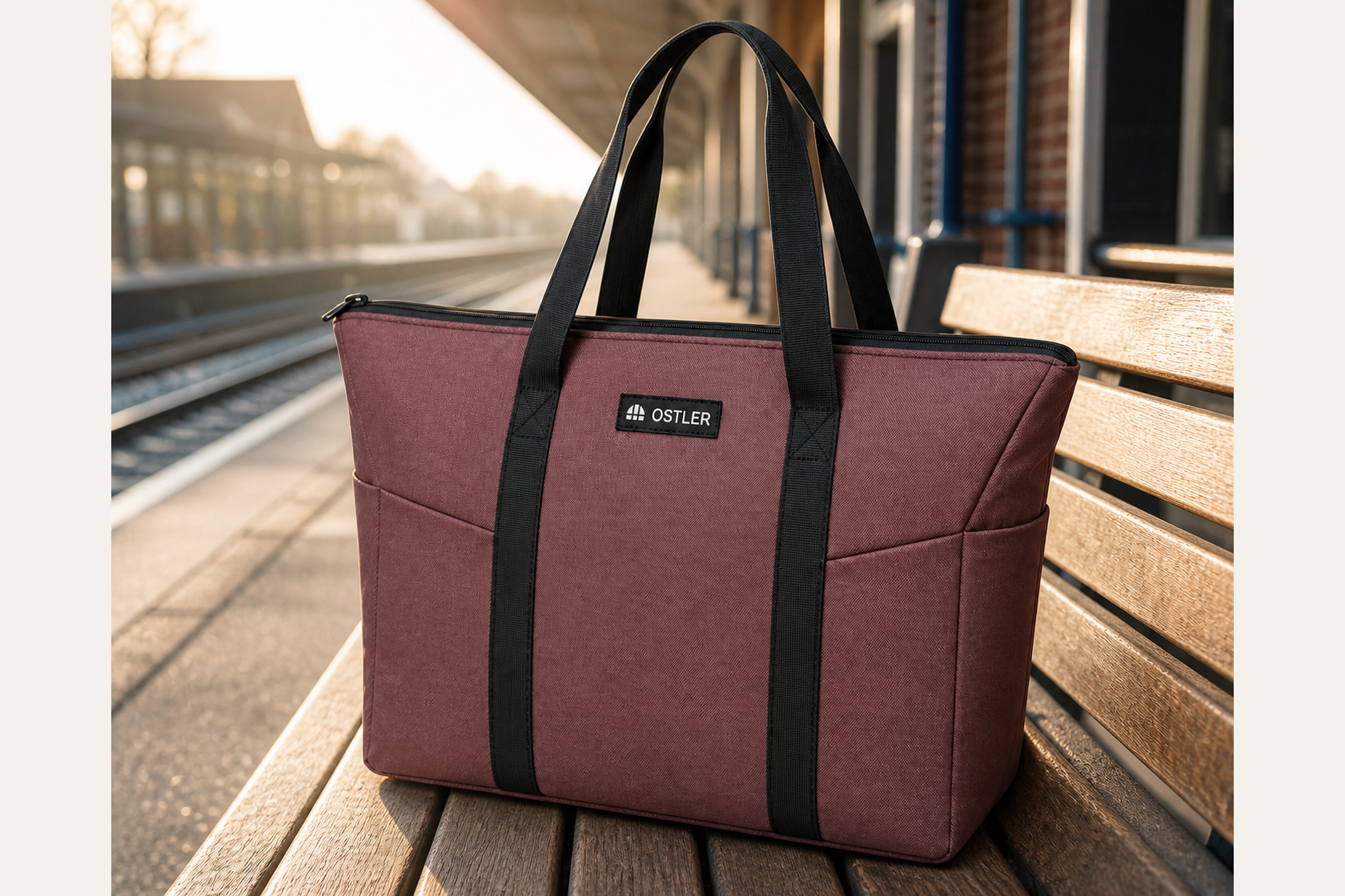 Daily Laptop Tote 14L in Rosewood, lifestyle view