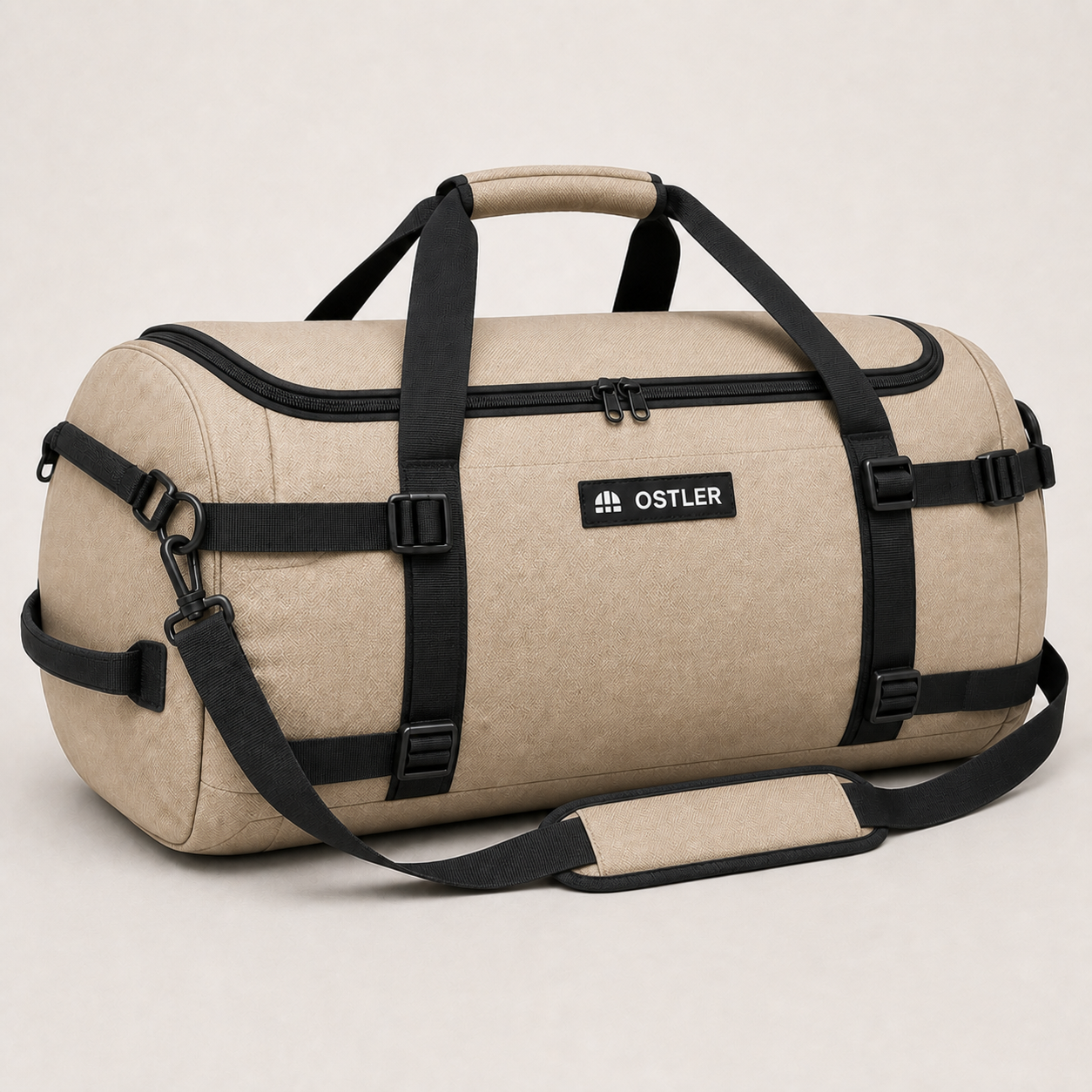 Haul Gear Duffel 60L in Sand, three-quarter view