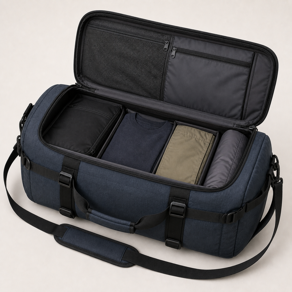 Haul Gear Duffel 60L in Slate, open view