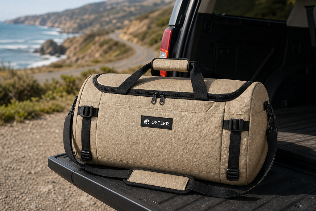 Haul Weekender Duffel 40L in Sand, lifestyle view