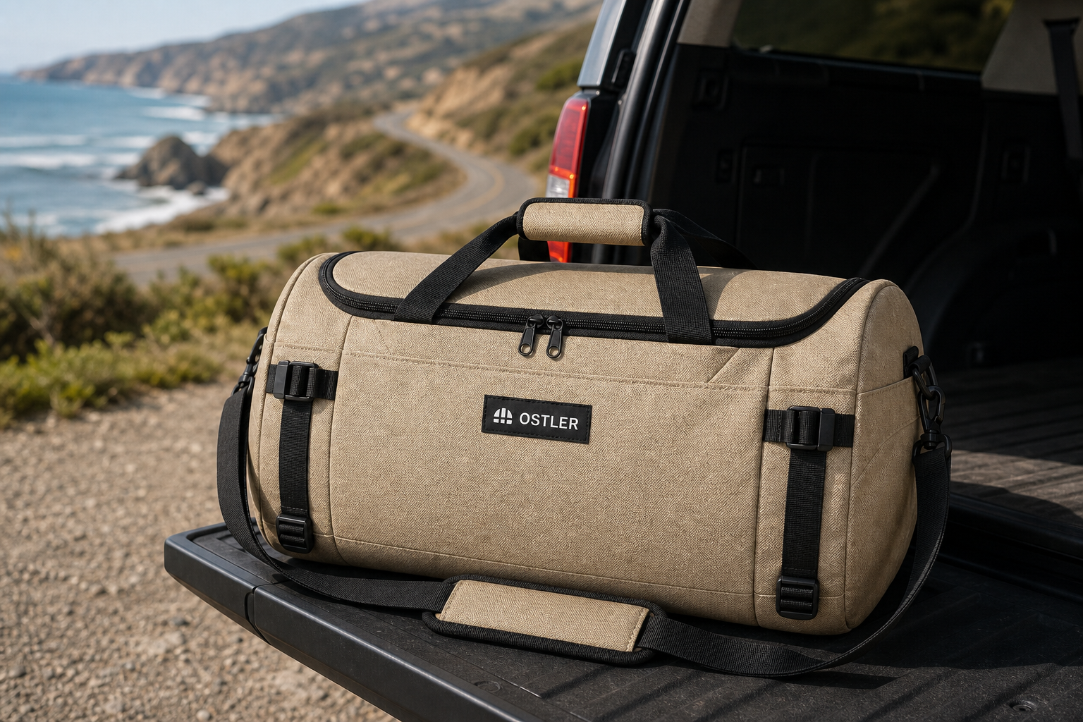 Haul Weekender Duffel 40L in Sand, lifestyle view