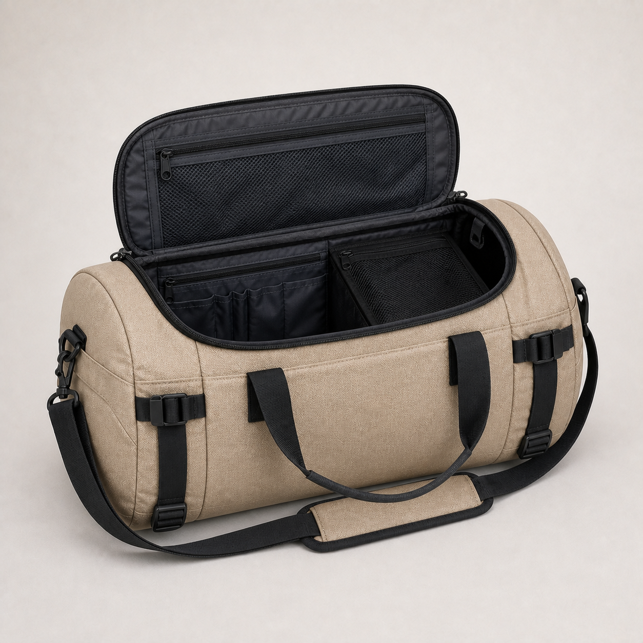 Haul Weekender Duffel 40L in Sand, open view