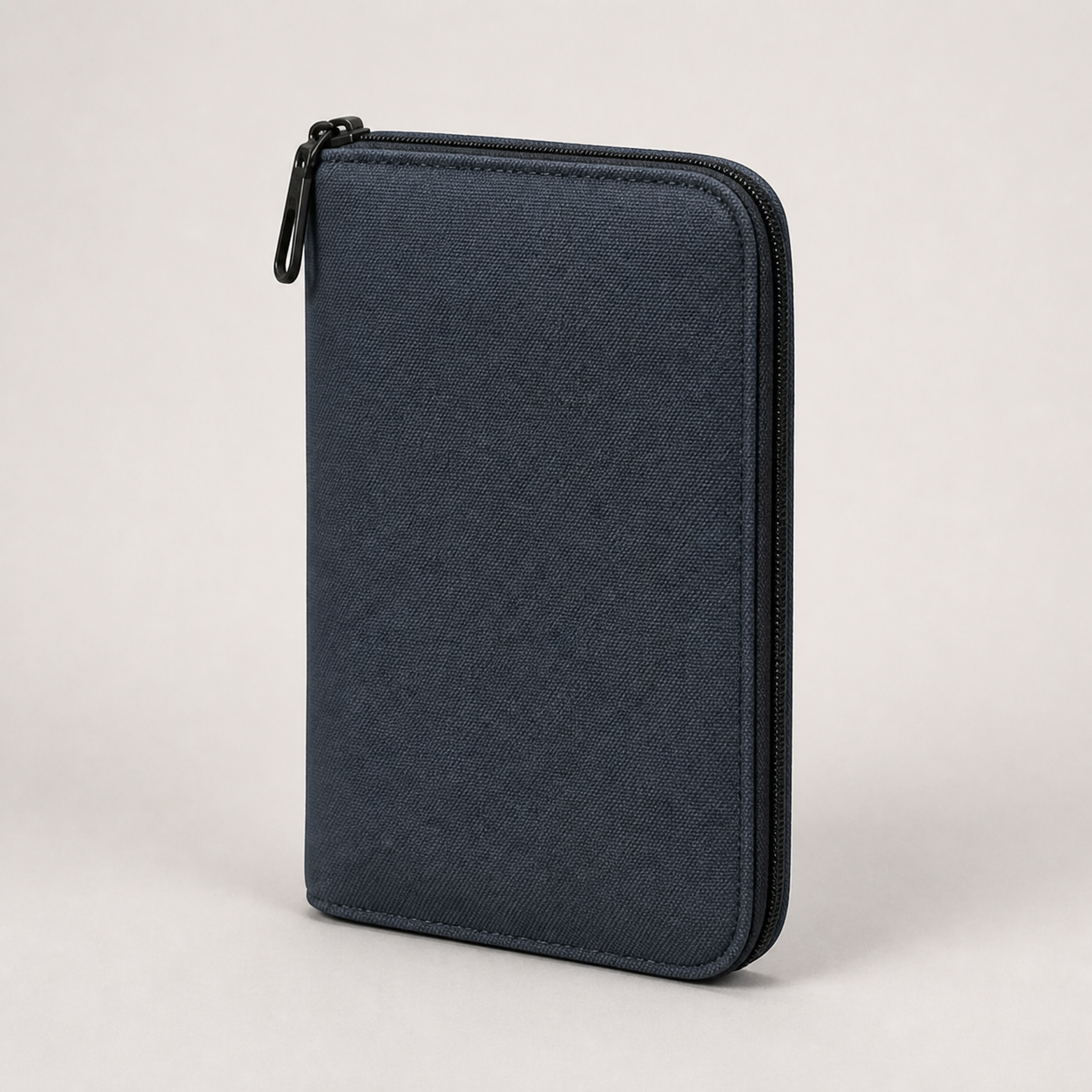 Kit Document Wallet in Slate, three-quarter view