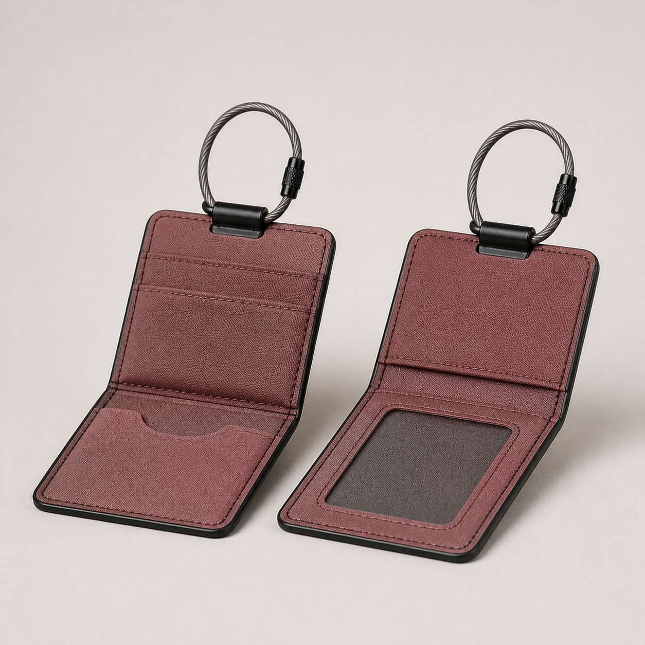 Kit Luggage Tag Pair in Rosewood, open view