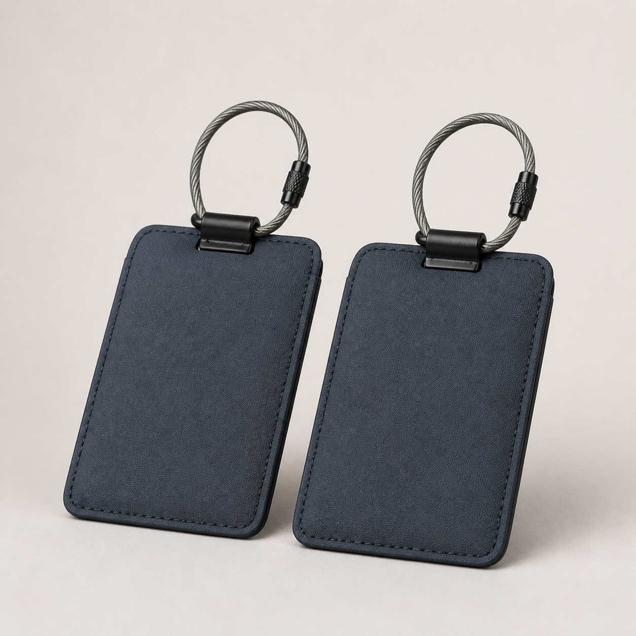 Kit Luggage Tag Pair in Slate, three-quarter view