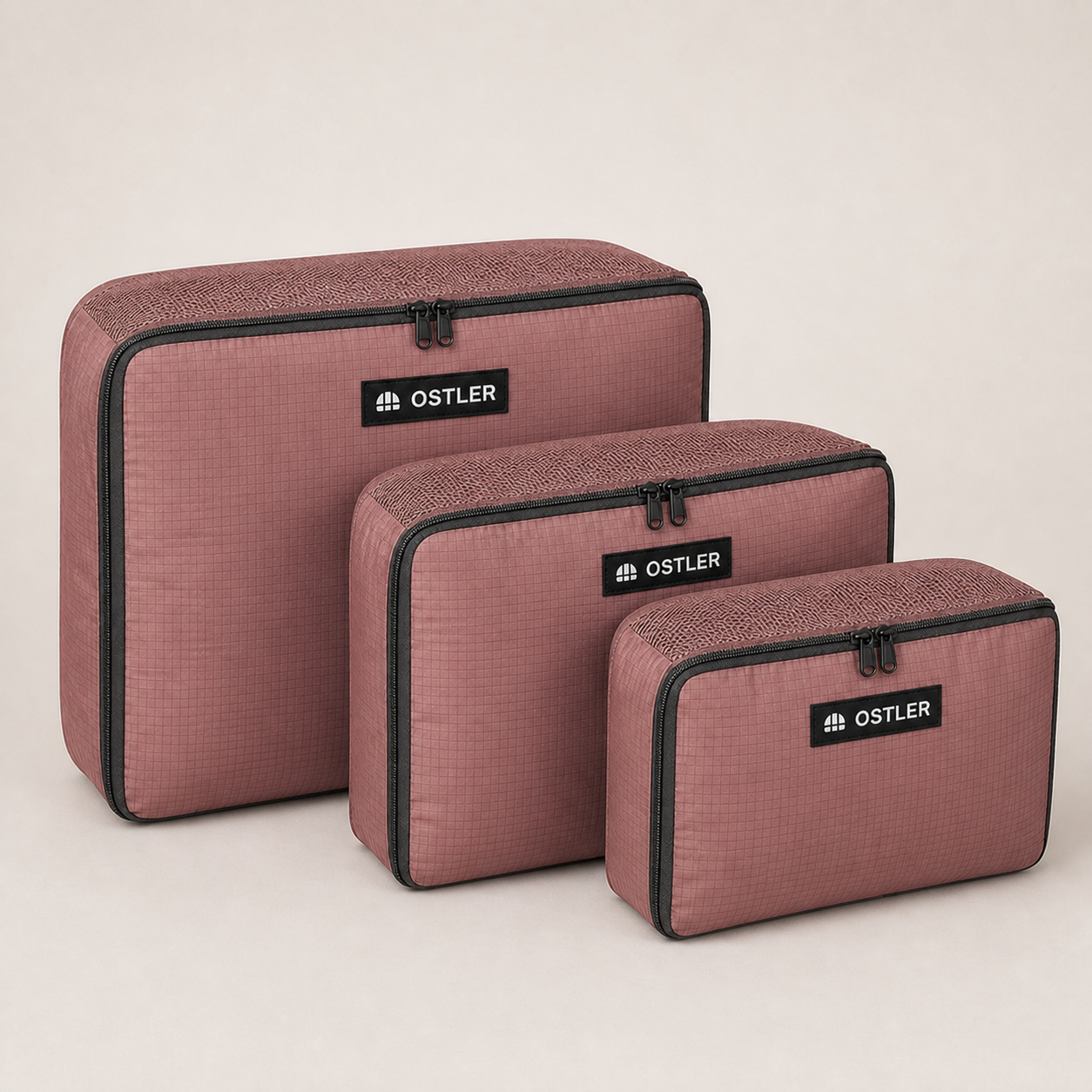 Kit Packing Cube Set (3) in Rosewood, three-quarter view