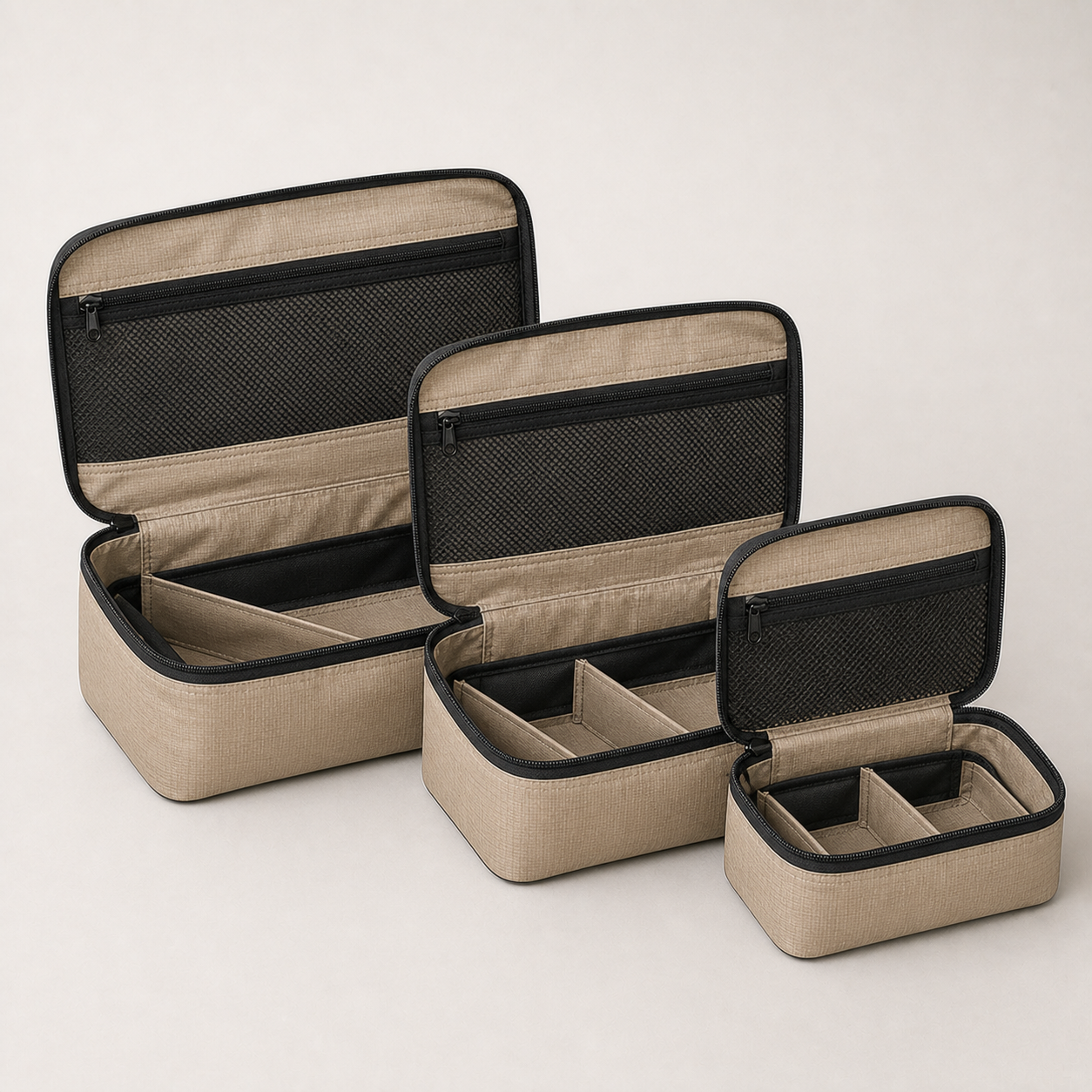 Kit Packing Cube Set (3) in Sand, open view