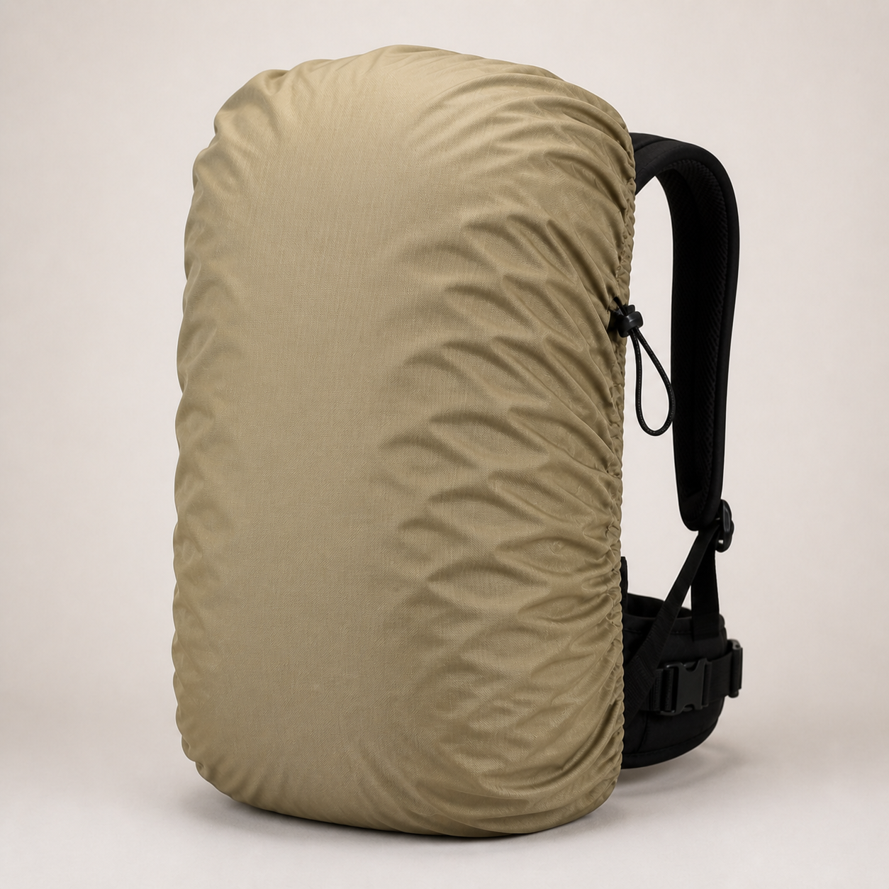 Kit Rain Cover in Sand, three-quarter view