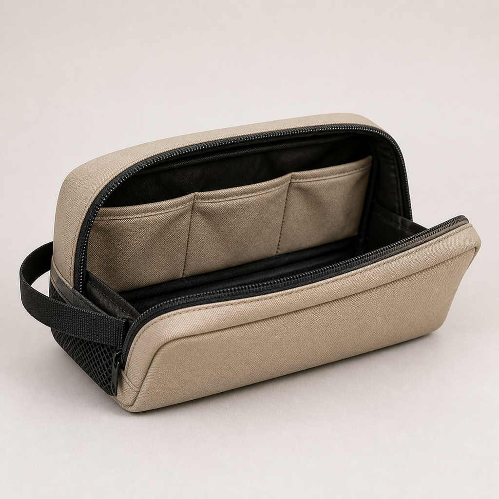 Kit Shoe Bag in Sand, open view