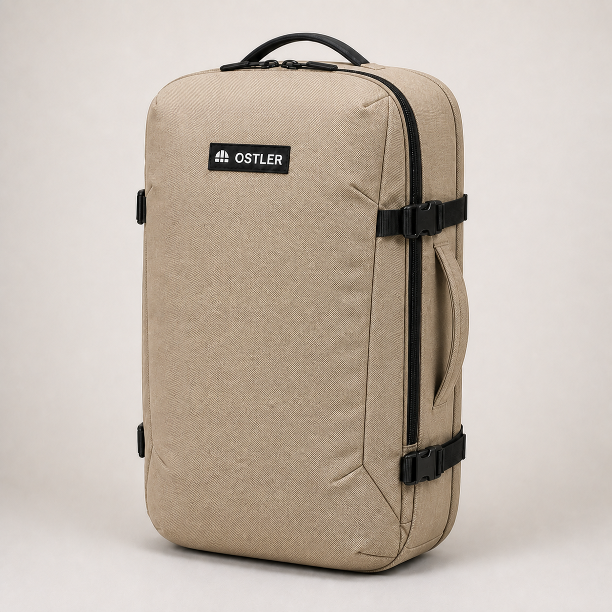 Transit Travel Pack 45L in Sand, three-quarter view