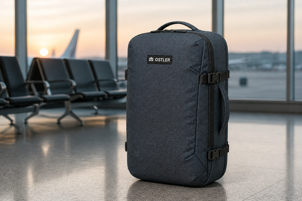 Transit Travel Pack 45L in Slate, lifestyle view